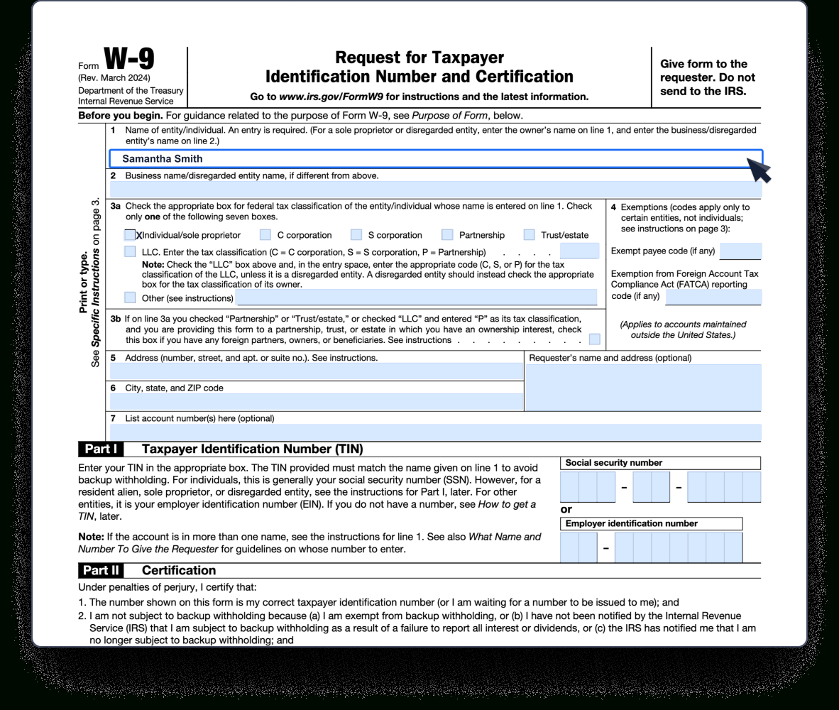W-9 Form 2024 - Fillable Pdf For Secure And Legal Tax Id Sharing in Free Printable W 9 Form