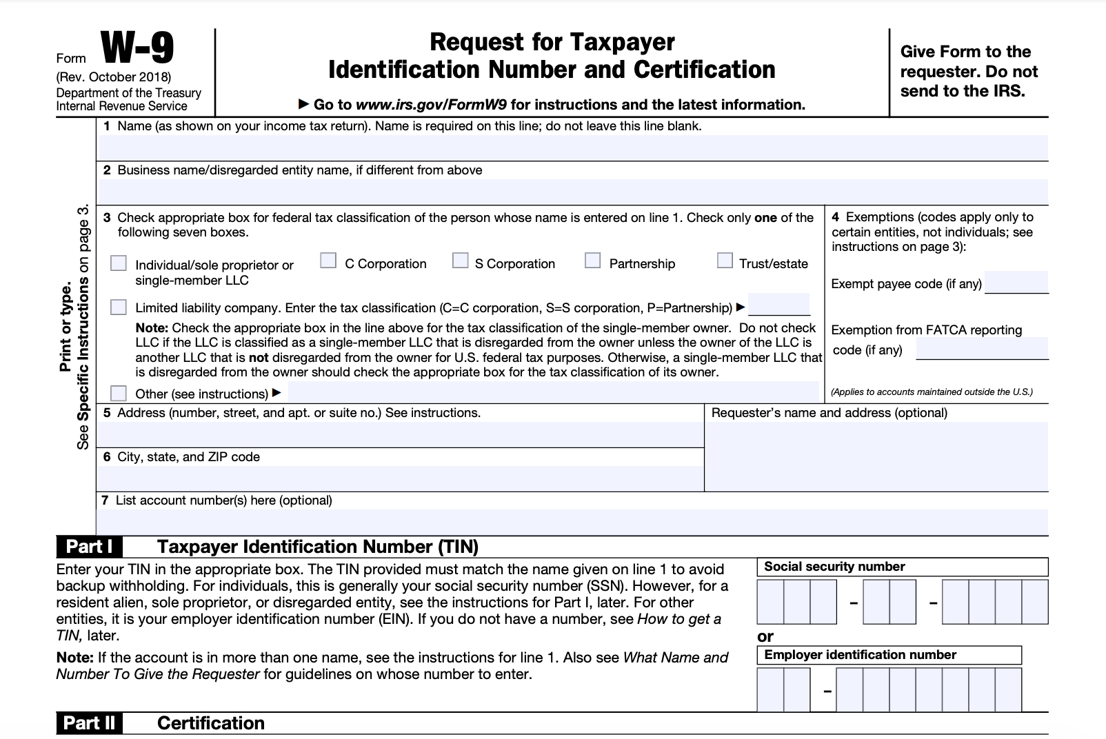 W-9 Form—Fill Out The Irs W-9 Form Online For 2023 | Smallpdf in Free Printable W9