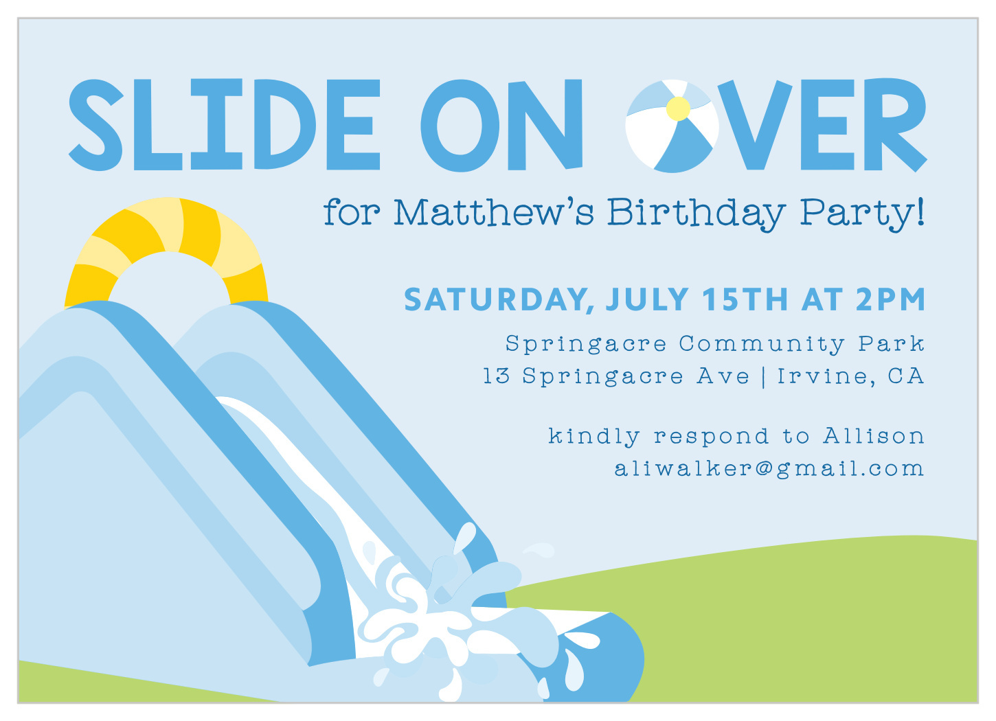 Water Slide Fun Children'S Birthday Invitationsbasic Invite with Free Printable Water Park Birthday Invitations