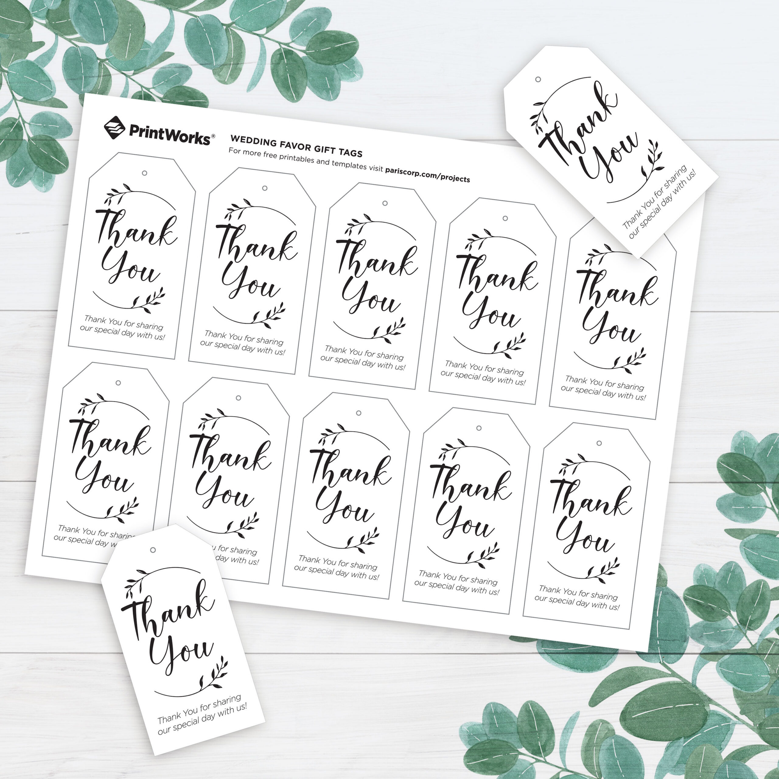 Wedding Favors Gift Tags - Free Printable From Printworks for Free Printable Wedding Thank You Tags