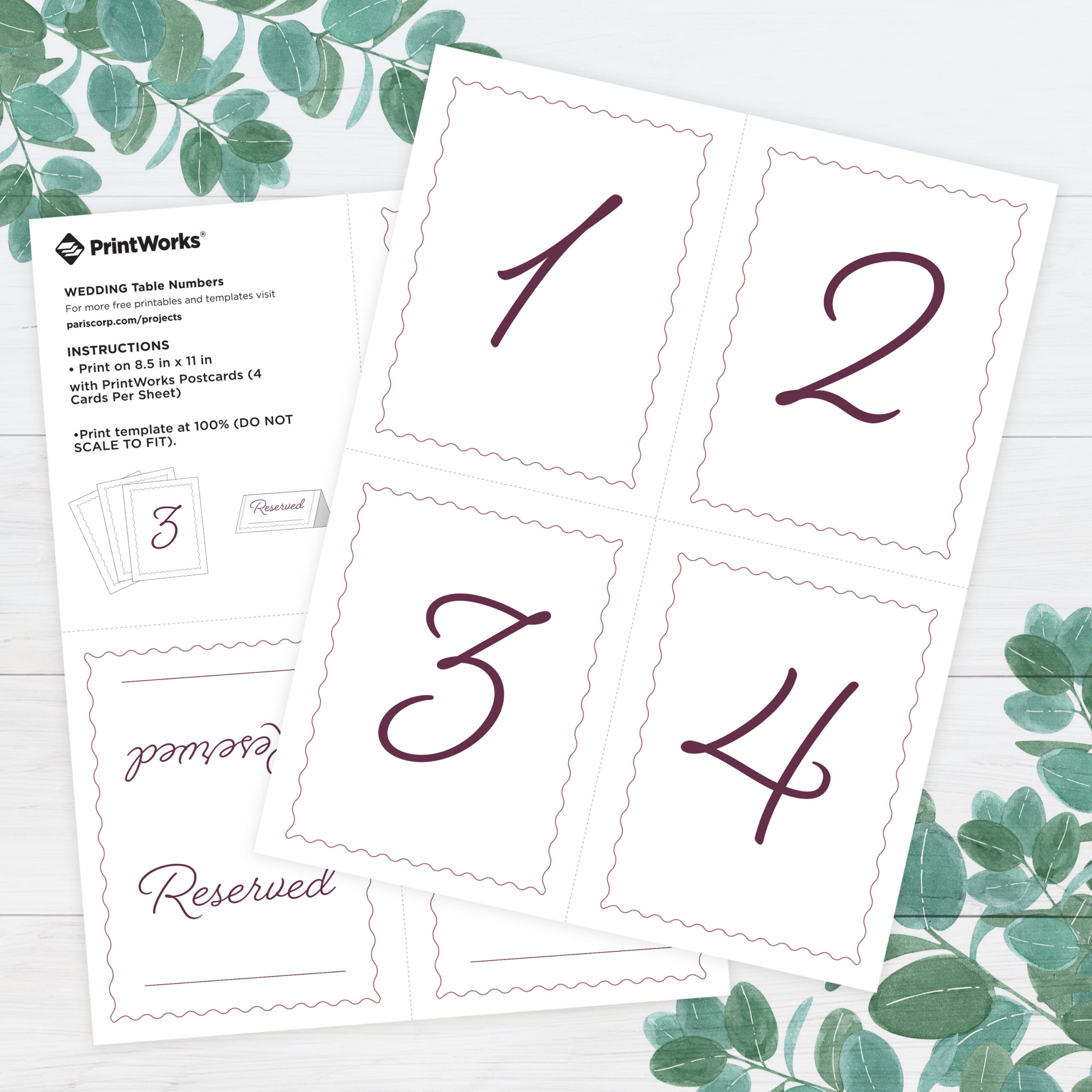 Wedding Table Number - Free Printable From Printworks with regard to Free Printable Table Numbers