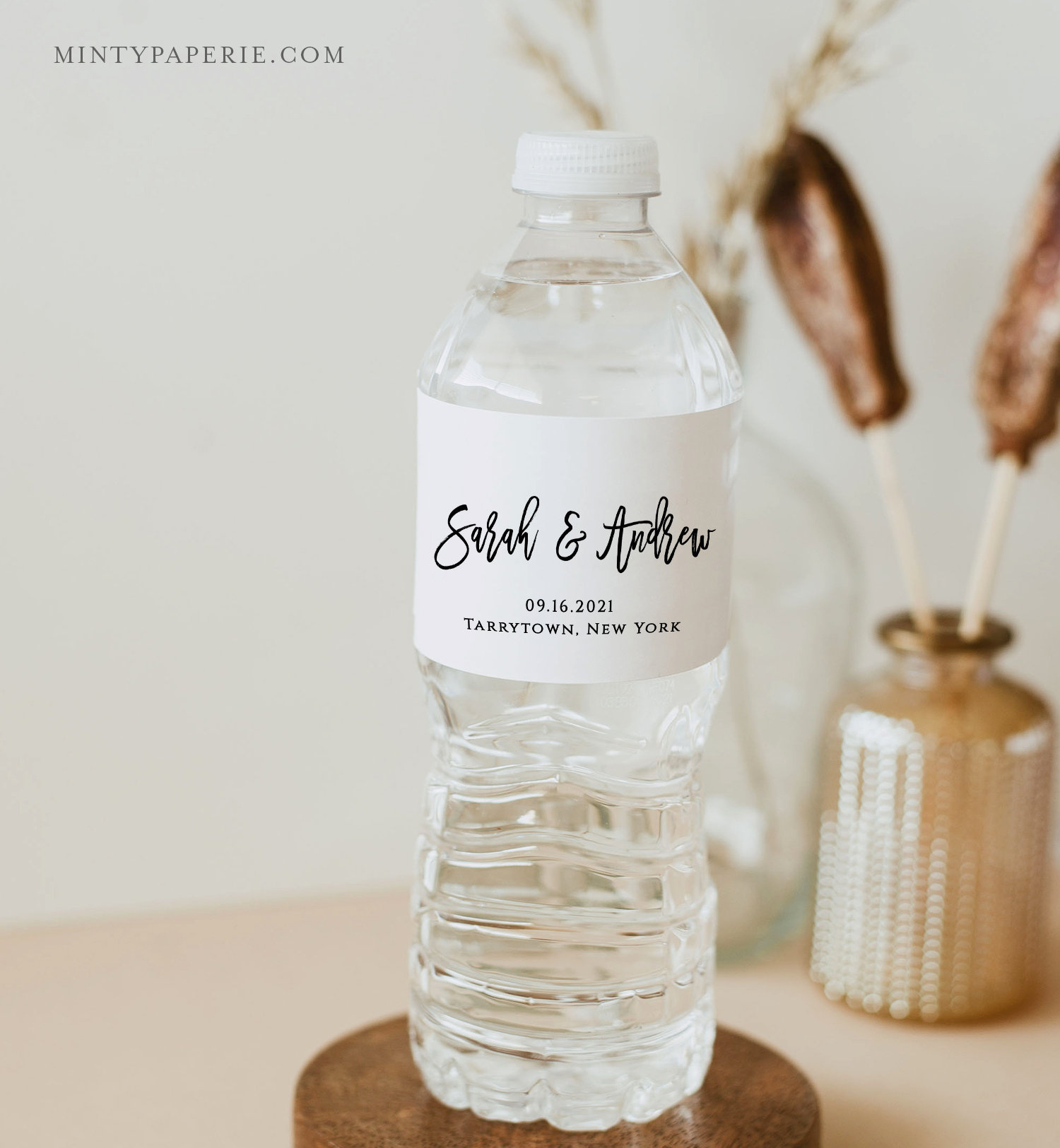 Wedding Water Bottle Label Template, Printable, Diy Wedding Label with Free Printable Water Bottle Labels Bachelorette
