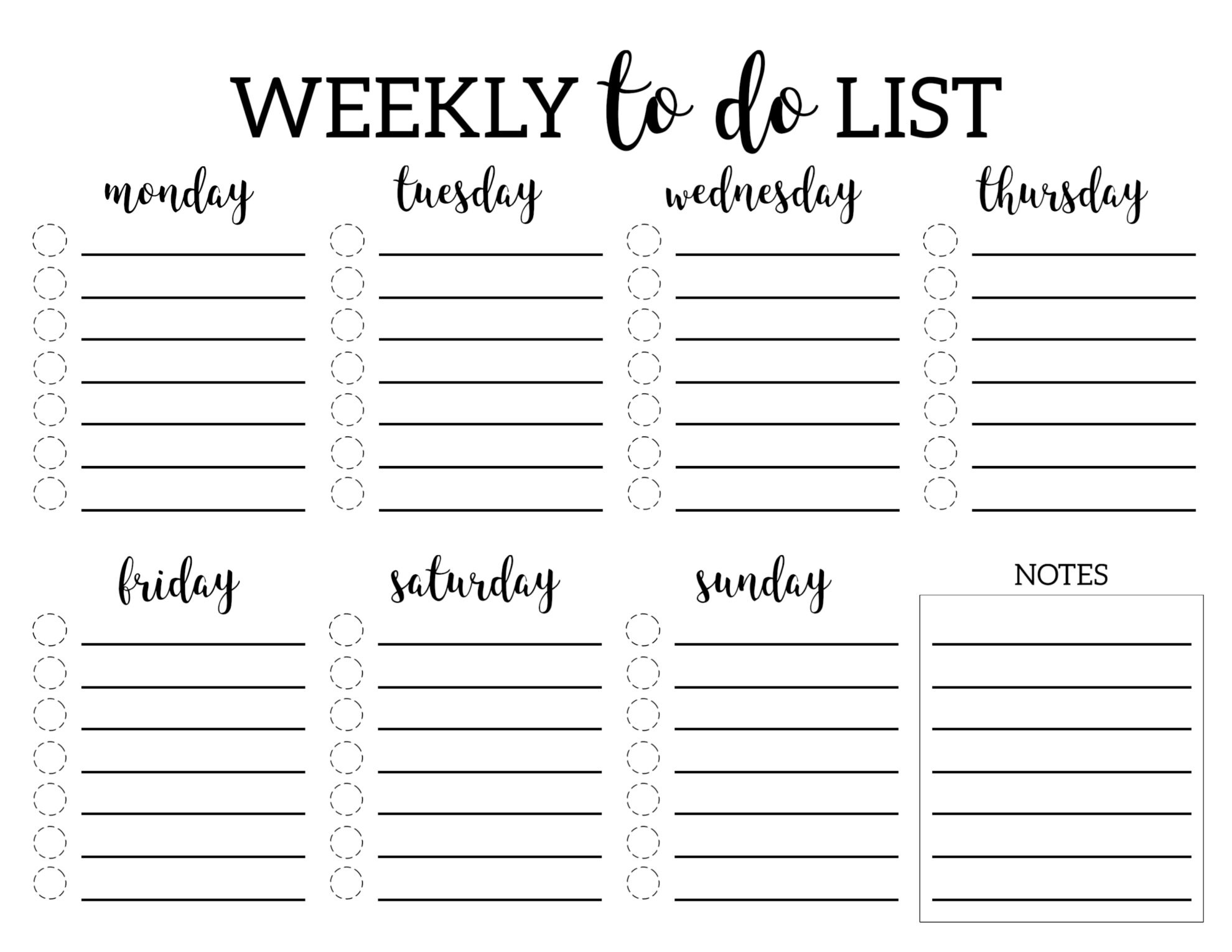 Weekly To Do List Printable Checklist Template - Paper Trail Design with Weekly To Do List Free Printable