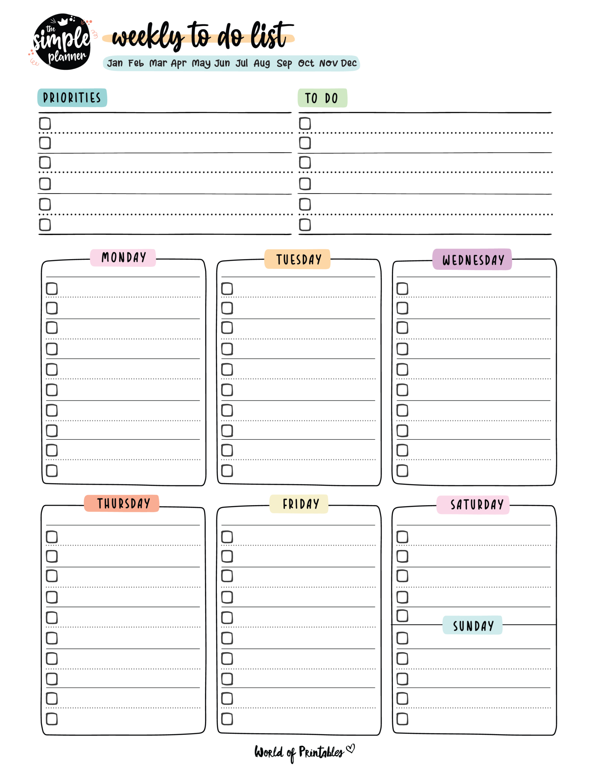 Weekly To Do List Templates - World Of Printables throughout Weekly To Do List Free Printable