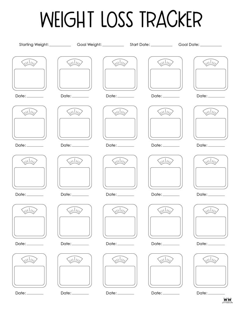 Weight Loss Trackers - 29 Free Printables | Printabulls with Free Printable Weight Loss Tracker Chart