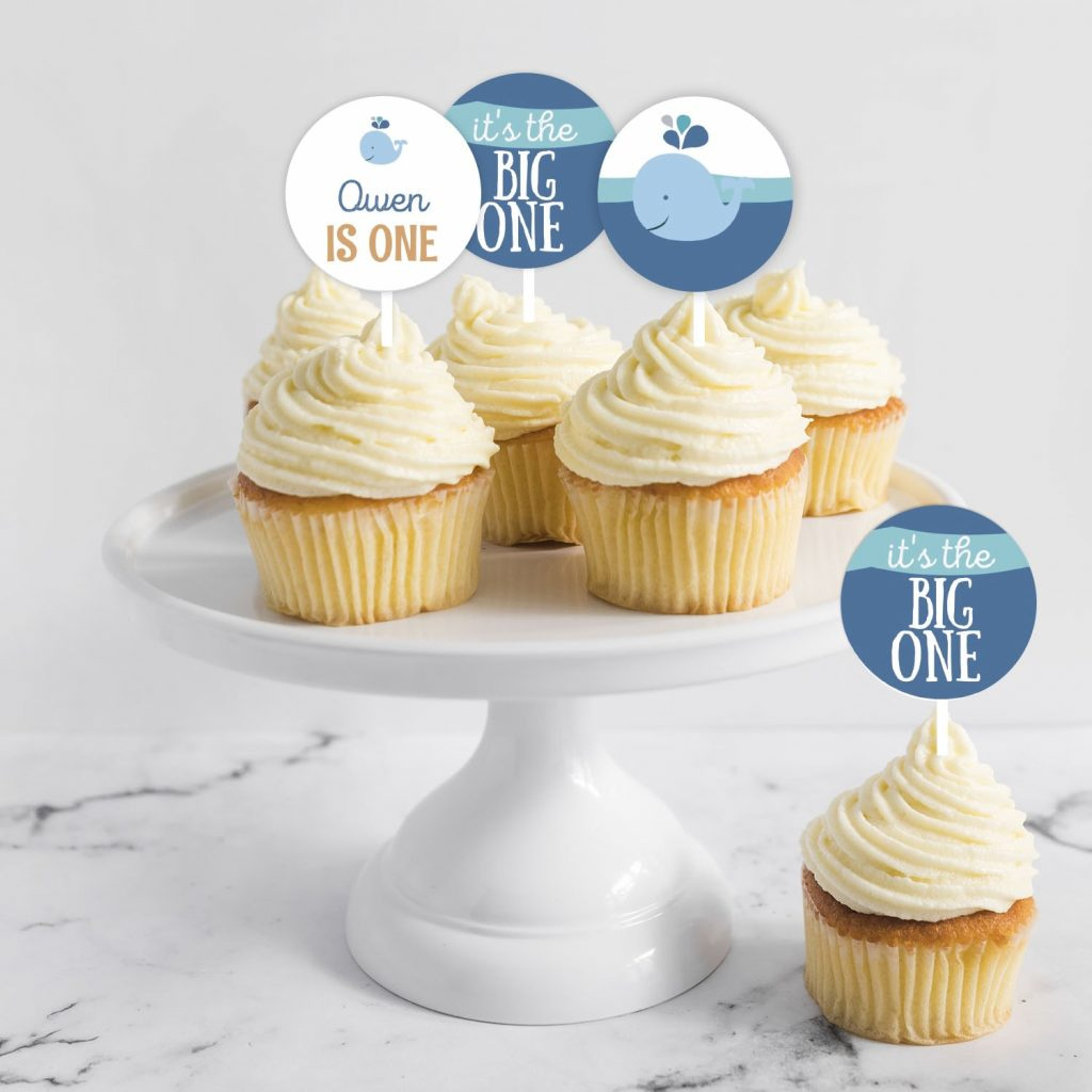 Whale Birthday Cupcake Toppers - Elva M Design Studio with regard to Free Printable Whale Cupcake Toppers