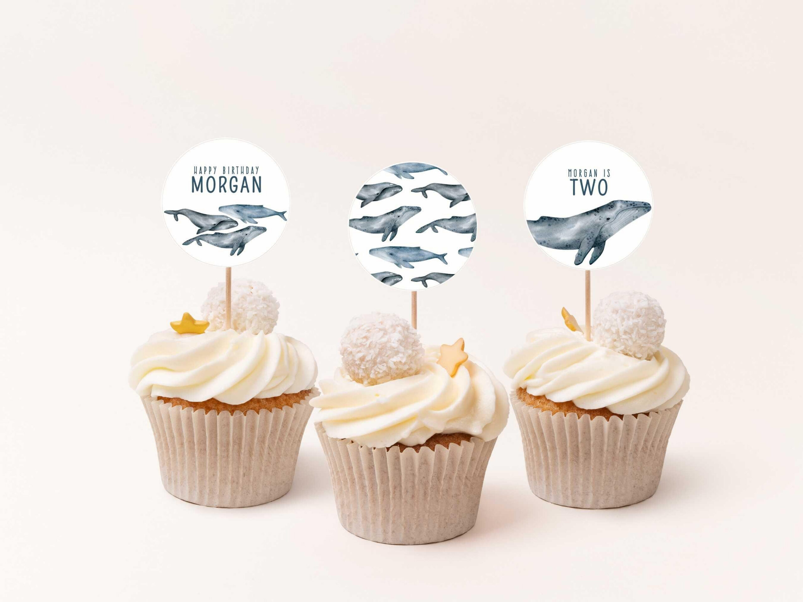 Whale Birthday Cupcake Toppers: Watercolor Ocean Party (Instant pertaining to Free Printable Whale Cupcake Toppers