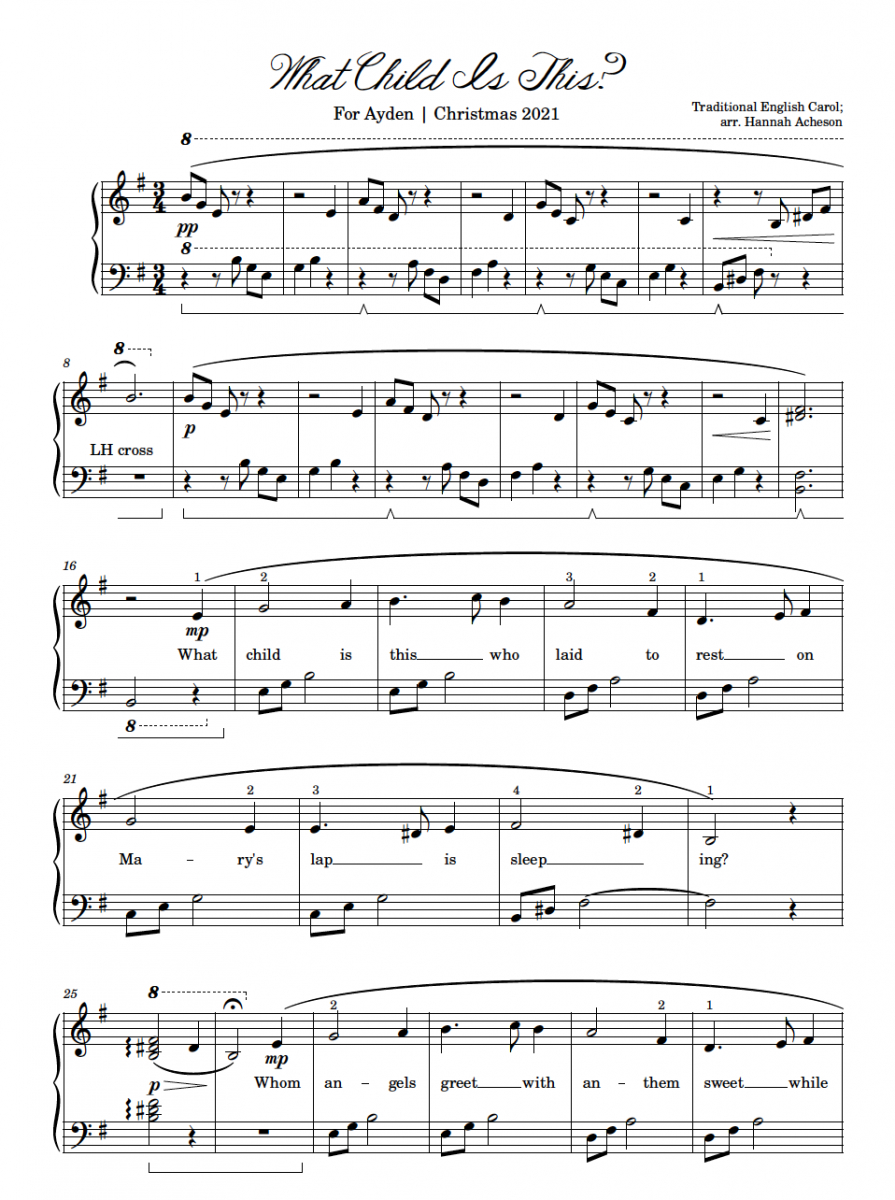 What Child Is This?&amp;quot; | Free Christmas Sheet Music - Acheson Piano inside Christmas Music For Piano Free Printable