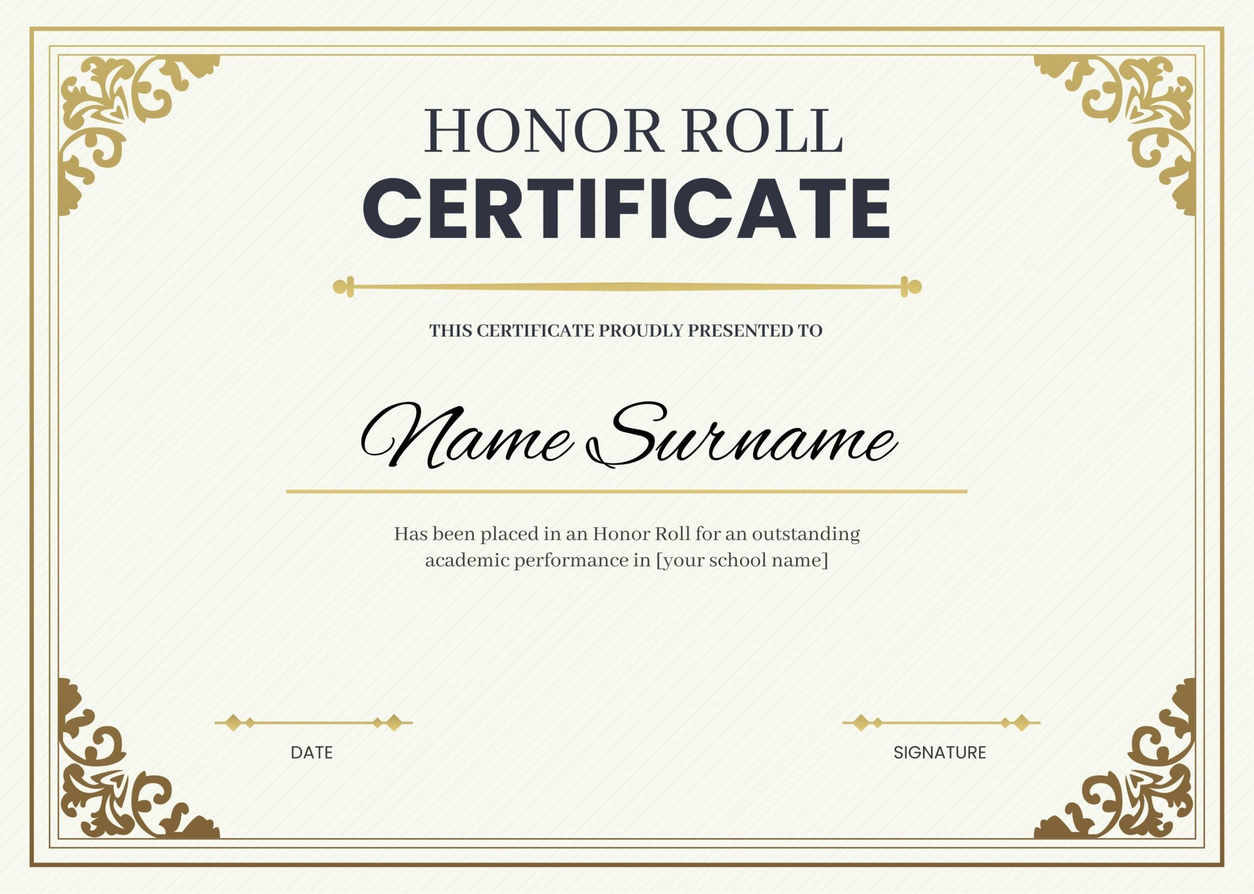 What Is Honor Roll Certificate? +7 Free Editable Templates | Sertifier intended for Free Printable Honor Roll Certificates Kids