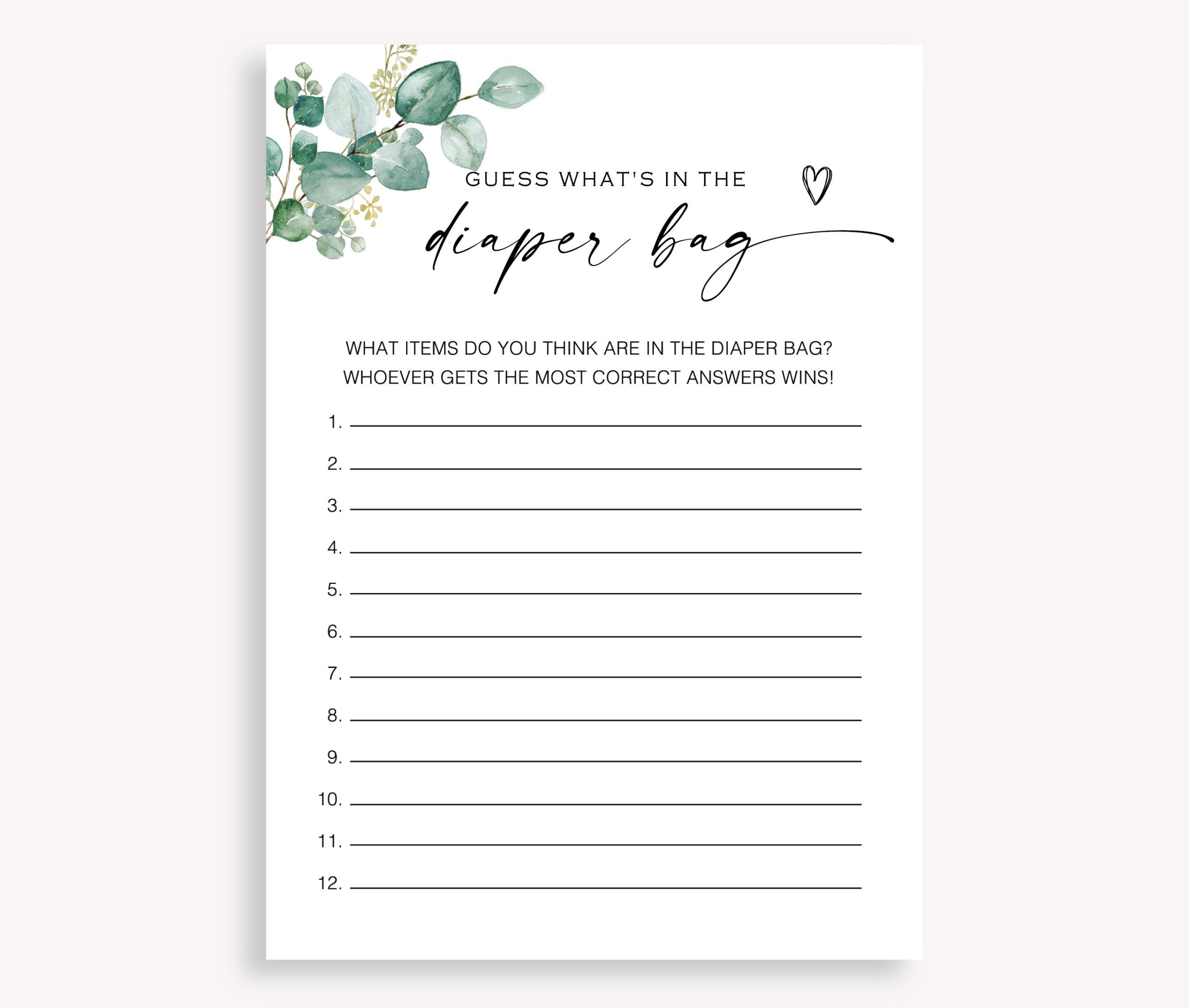 What'S In The Diaper Bag Game, Gender Neutral Baby Shower, What Is with regard to What'S In The Diaper Bag Game Free Printable