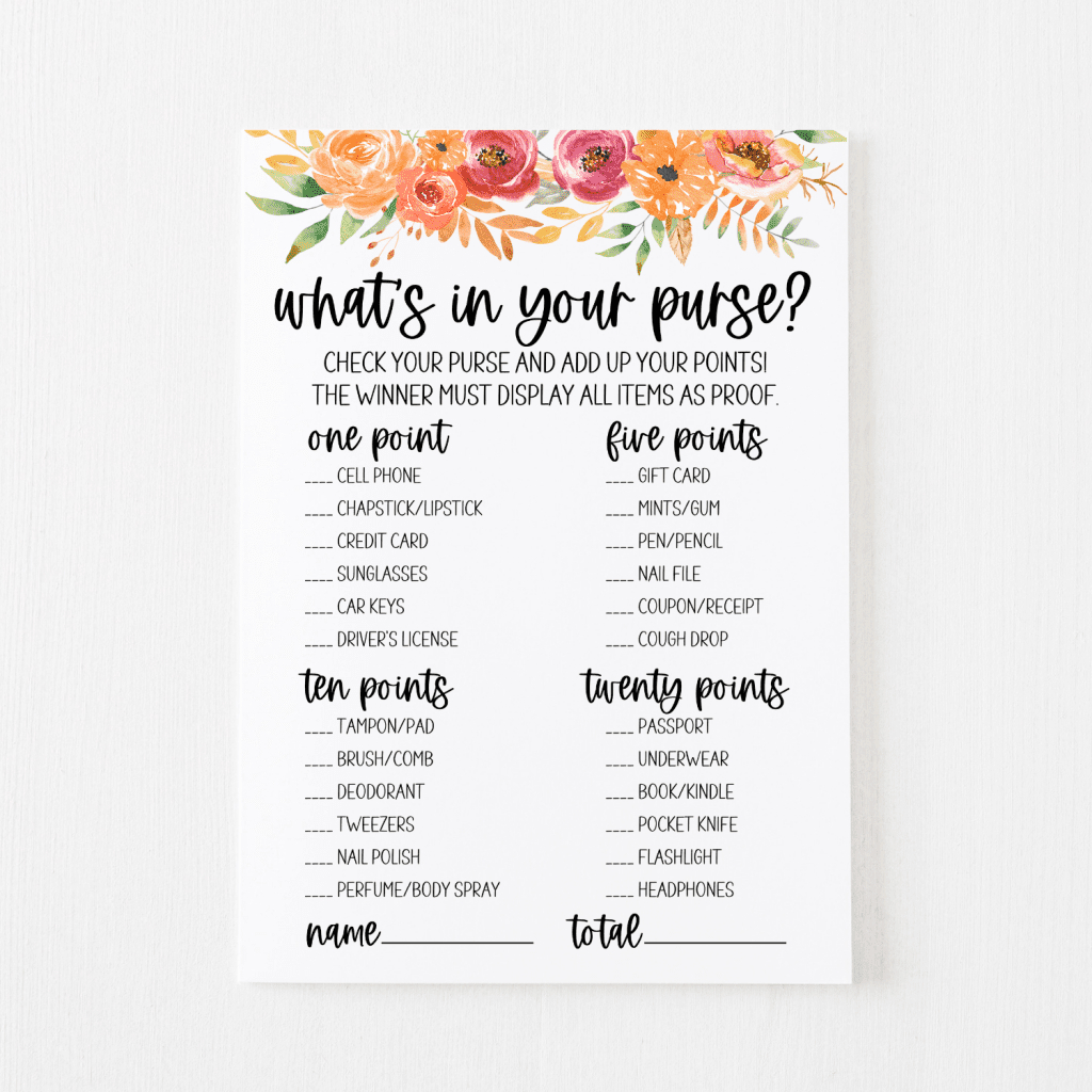 What'S In Your Purse? Game Free Printable | Modern Moh with regard to Free Printable Bridal Shower Games What's In Your Purse
