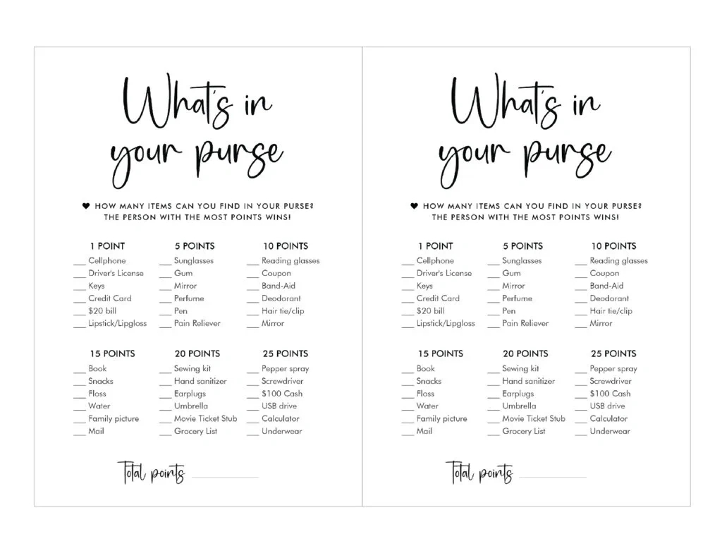 What'S In Your Purse? Game + Free Printables for Free Printable What'S In Your Purse Game