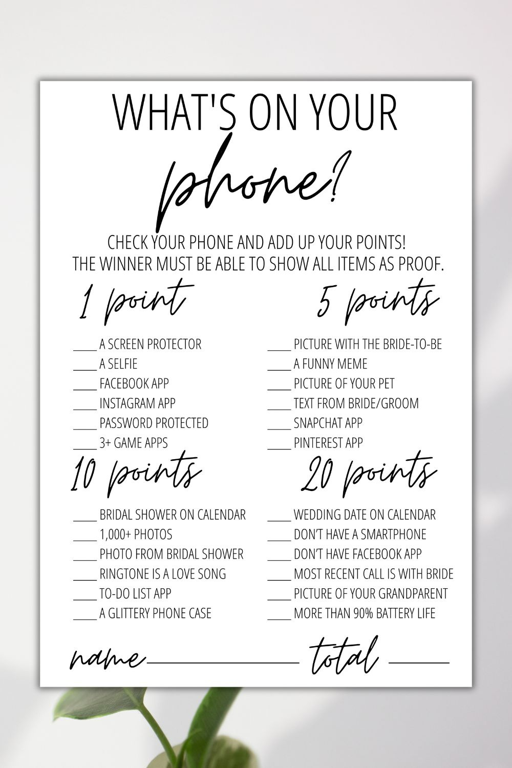 What'S On Your Phone? Bridal Shower Game + Free Printable in What'S In Your Cell Phone Game Free Printable