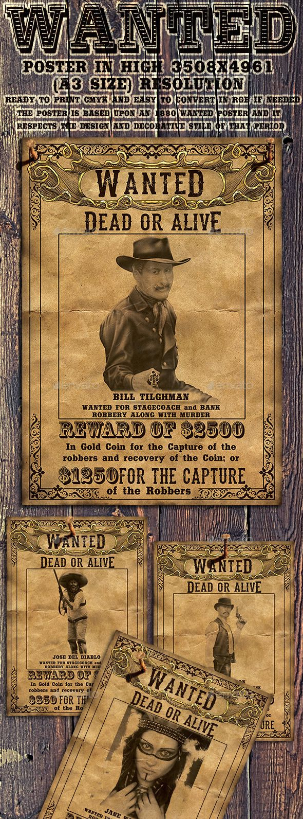 Wild West Wanted Poster for Free Printable Wanted Poster Old West