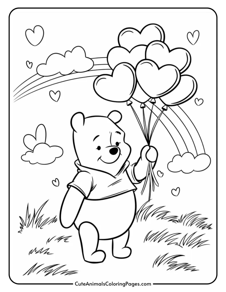 Winnie The Pooh Valentines Day Coloring Pages (8 Free Printables intended for Free Printable Disney Valentine Coloring Pages