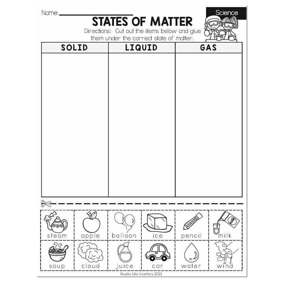 Winter - Early Finishers 2Nd Grade - Science - States Of Matter for Free Printable Science Worksheets For 2Nd Grade