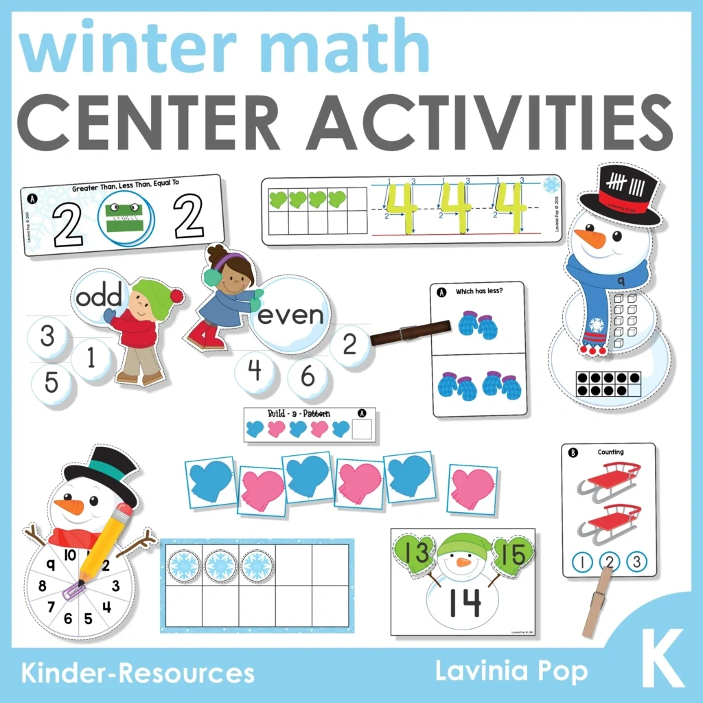 Winter Math Centers For Kindergarten - In My World within Free Printable Math Centers