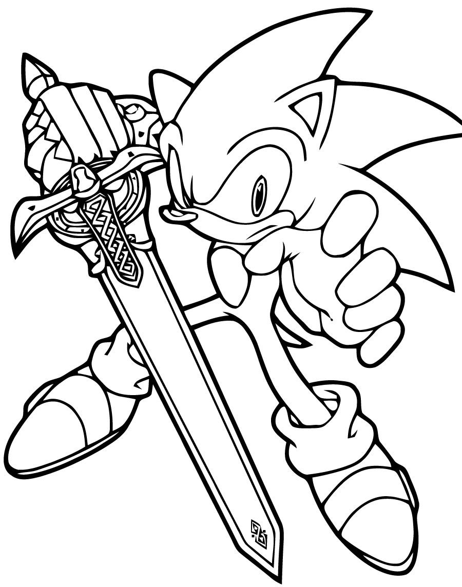With A Sword - Sonic Coloring Pages in Sonic Coloring Pages Free Printable