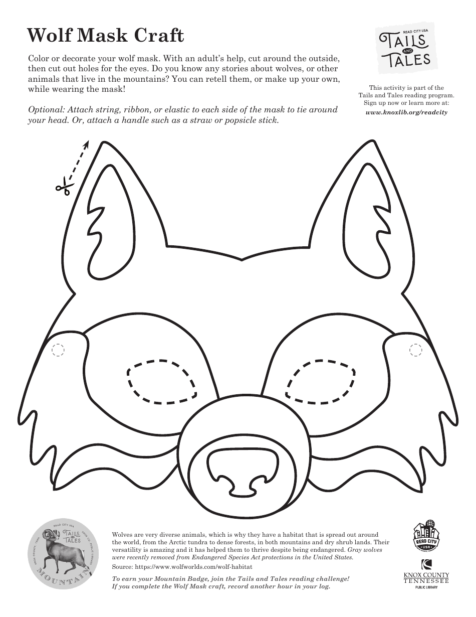 Wolf Mask Craft Template Download Printable Pdf | Templateroller intended for Free Printable Wolf Mask