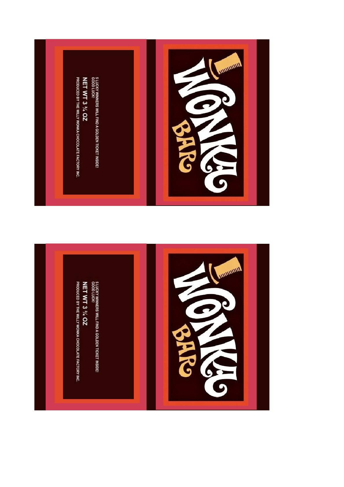 Wonka Bar Wrapper Printable- Charlie And The Chocolate Factory intended for Wonka Bar Wrapper Printable Free