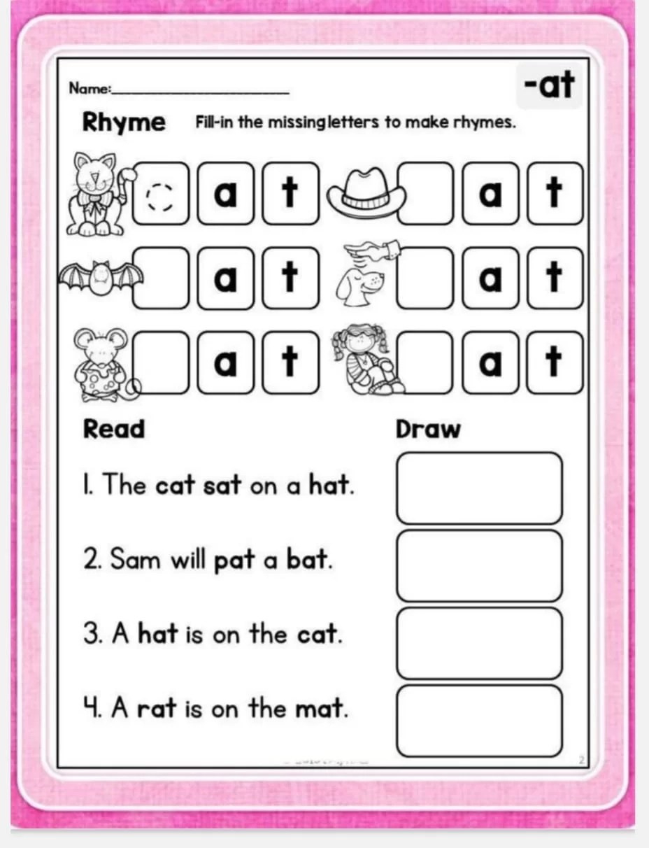 Word Family Worksheets - Activity School For Kids with regard to Free Printable Word Family Worksheets For Kindergarten