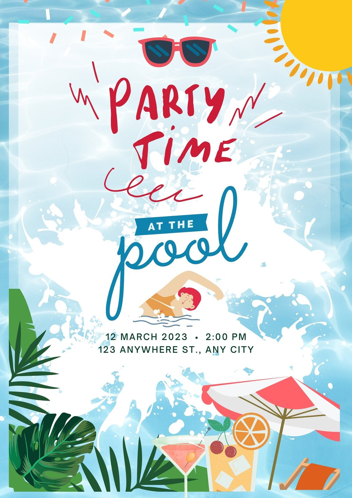 Work Pool Party Free Pool Party Flyer Templates To Edit And Print throughout Pool Party Flyers Free Printable