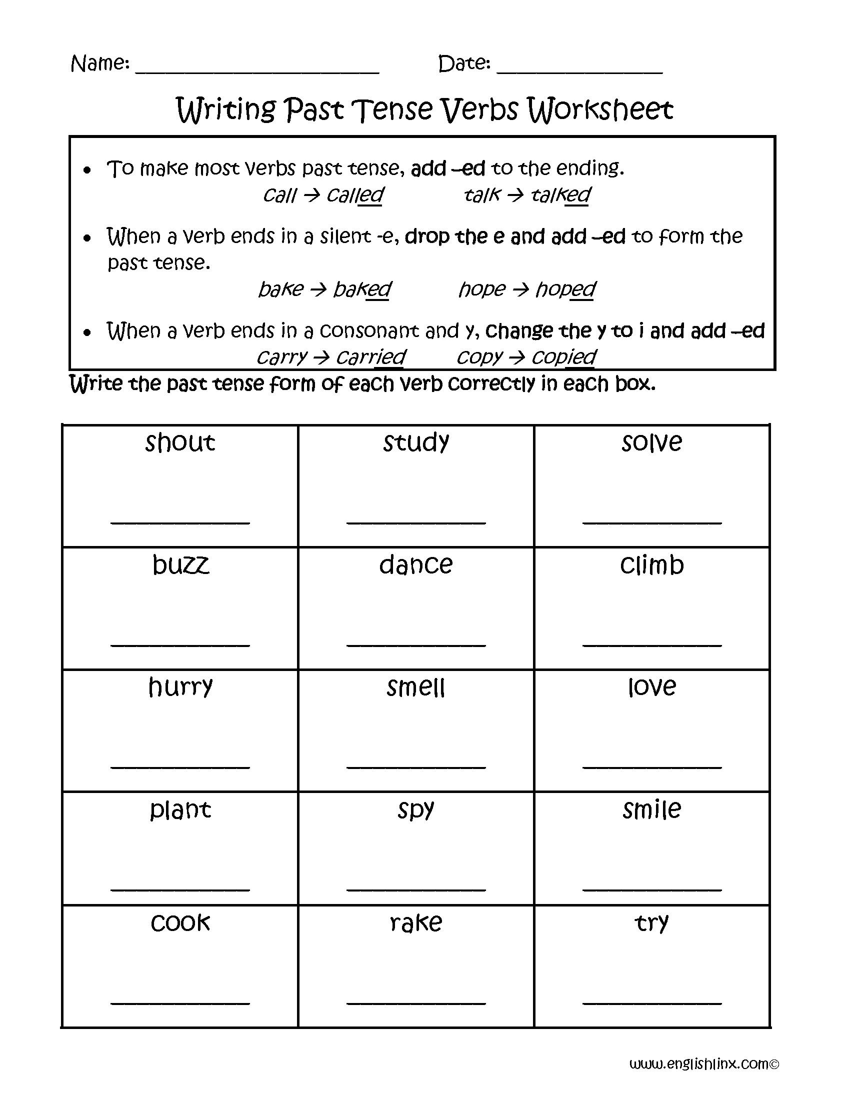 Writing Past Tense Verbs Worksheets | Free Printable Grammar Practice inside Free Printable Past Tense Verbs Worksheets