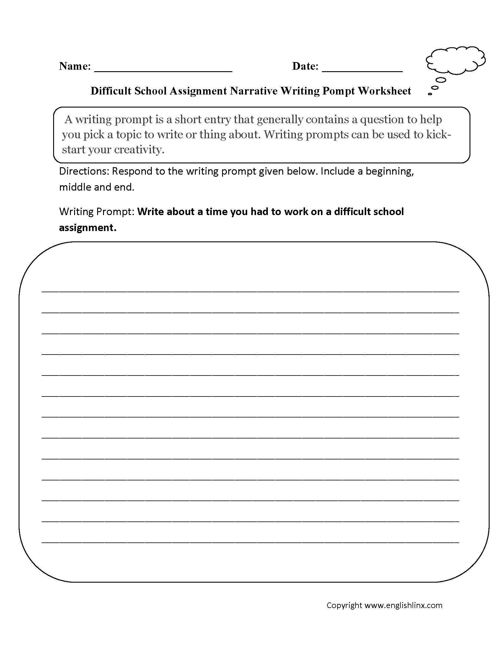 Writing Prompts Worksheets | Narrative Writing Prompts Worksheets regarding 6Th Grade Writing Worksheets Printable Free