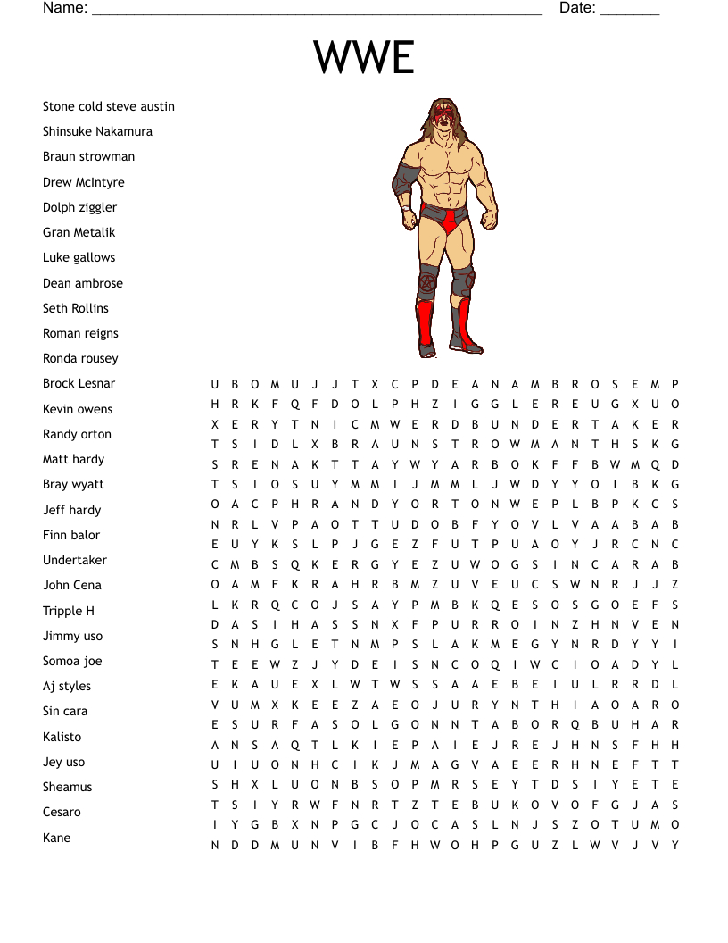 Wwe Word Search - Wordmint in Free Printable Wwe Word Search