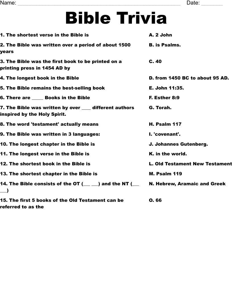 Youth Bible Trivia Questions - 10 Free Pdf Printables | Printablee with regard to Free Bible Questions And Answers Printable