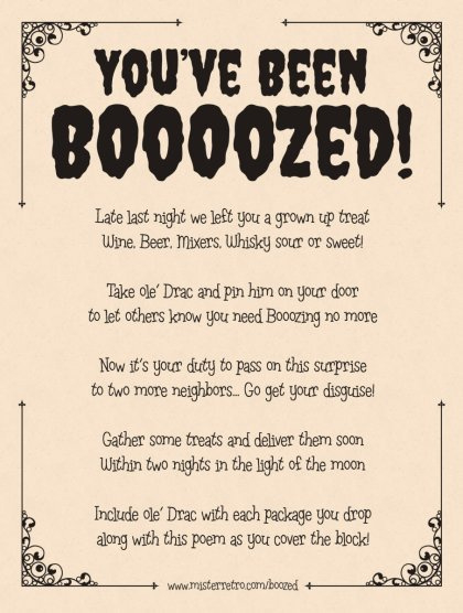 You'Ve Been Boozed! with regard to You Ve Been Boozed Free Printable